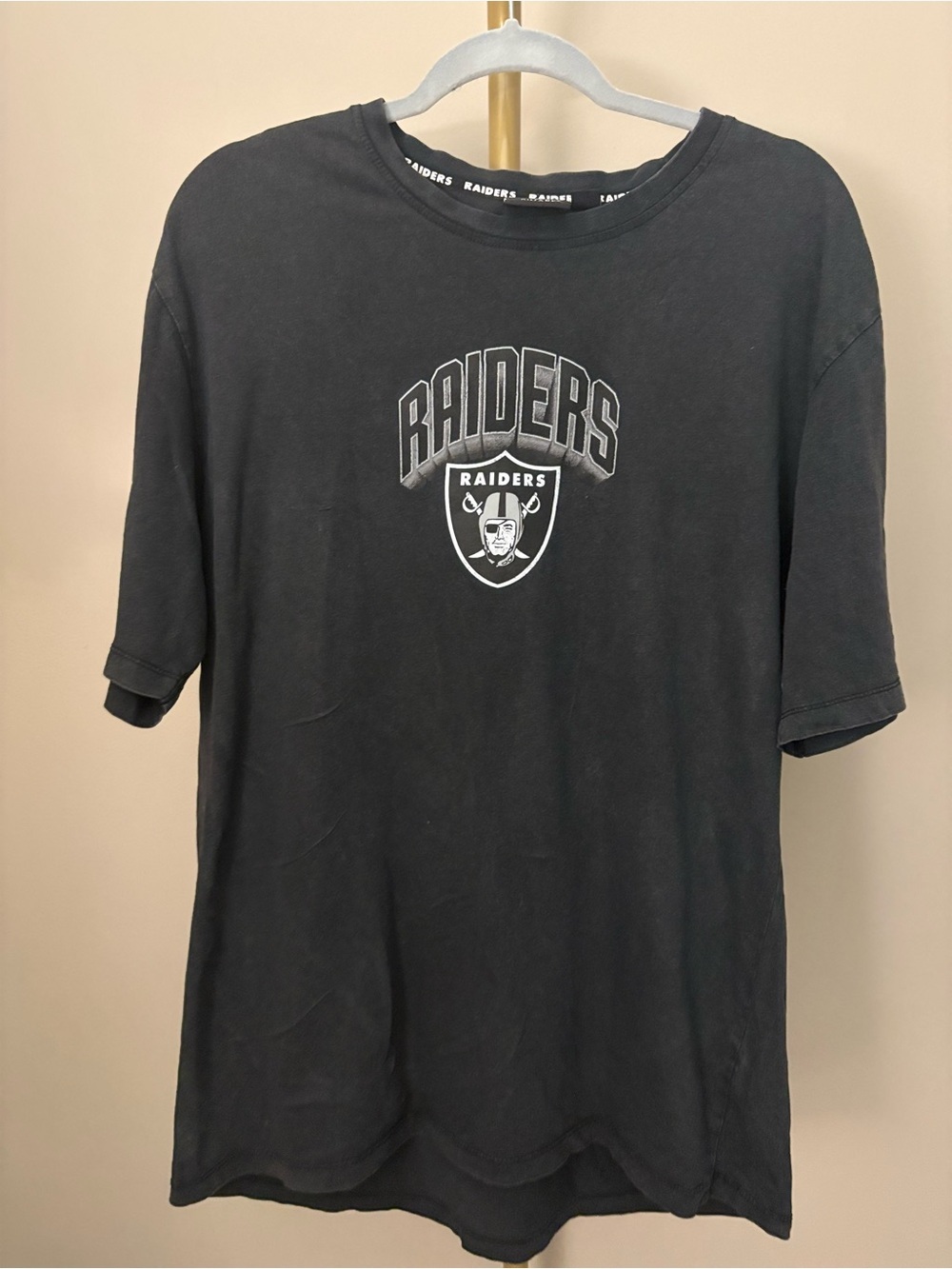NFL Primark Black Raiders Graphic Tee with White Logo